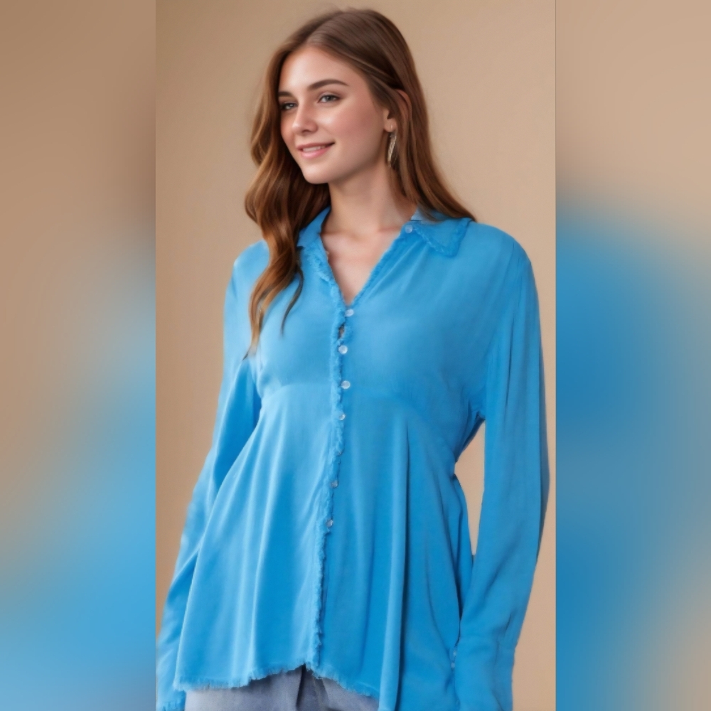 DAVI & DANI Blue Long Sleeve Button Down Shirt